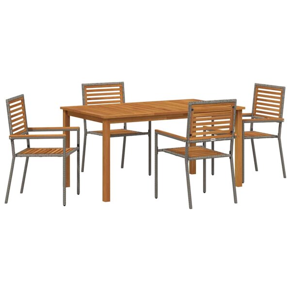 vidaXL Ensemble de salle à manger pour jardin 5 Pièces Gris Poly rotin