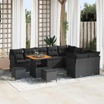 vidaXL Ensemble de canapé de jardin 12 Pièces Noir polyrotin