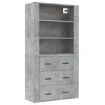 vidaXL Buffet haut Gris béton Bois d'ingénierie