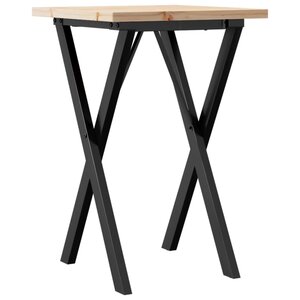 vidaXL Table à manger cadre en X 50x50x75 5cm bois de pin massif fonte