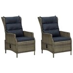 vidaXL Salon de jardin 3 Pièces avec coussins résine tressée marron