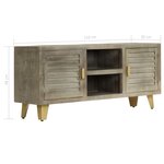 vidaXL Meuble TV Bois solide de manguier Gris avec laiton 110x30x48 cm