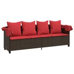 vidaXL Chaise longue avec auvent et coussins marron résine tressée