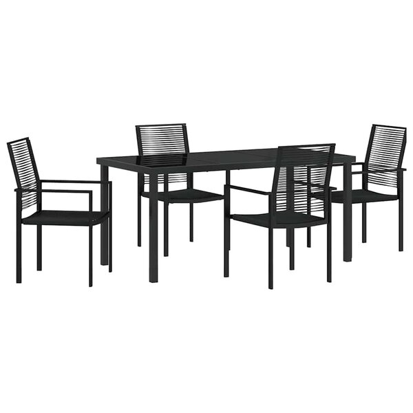 vidaXL Ensemble de salle à manger pour jardin 5 Pièces Noir Rattan PVC