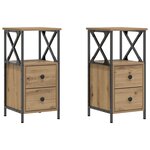 vidaXL Tables de chevet 2 Pièces chêne artisanal bois d'ingénierie