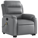 vidaXL Fauteuil inclinable de massage Gris Similicuir
