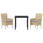 vidaXL Ensemble de salle à manger pour jardin 3 Pièces Beige polyrotin