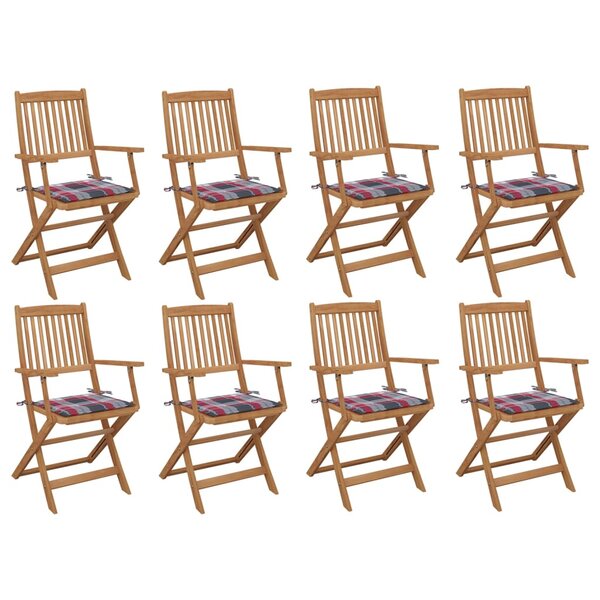 vidaXL Chaises pliables d'extérieur avec coussins 8 Pièces Bois d'acacia