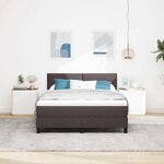 vidaXL Lit à ressorts avec matelas Marron foncé 140 x 190 cm tissu