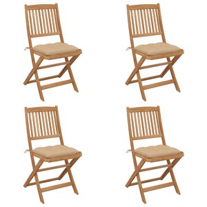vidaXL Chaises pliables de jardin lot de 4 avec coussins Bois d'acacia