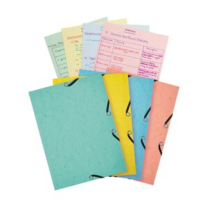 Chemise 3 Rabats À Élastiques Aquarel + 25 Fiches Bristol A5 - 4 Couleurs Assorties - Couleurs Assorties - Exacompta