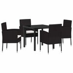 vidaXL Ensemble de salle à manger pour jardin 5 Pièces Noir polyrotin