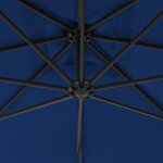 vidaXL Parasol de jardin en porte-à-faux avec mât en acier azuré