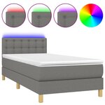 vidaXL Sommier à lattes de lit avec matelas et LED Gris foncé 80x200cm