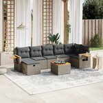 vidaXL Salon de jardin 8 Pièces avec coussins gris résine tressée