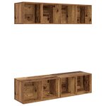vidaXL Meuble TV mural avec étagère avec stockage 4 Pièces Vieux bois 37 x 37 x 72 cm