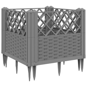 vidaXL Jardinière avec piquets gris clair 43 5x43 5x43 5 cm PP