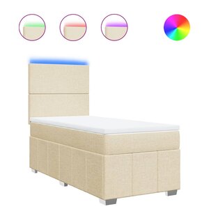 vidaXL Sommier à lattes de lit et matelas Crème 90x190 cm Tissu