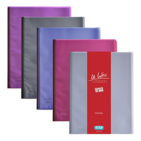 Protège document Le Lutin Vision PVC 50 pochettes 100 vues Coloris Aléatoire Translucide ELBA