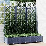 vidaXL Jardinière avec treillis bleu gris 120x40x121 5 cm PP
