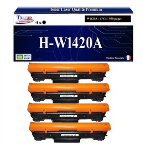 T3AZUR -4x Toners compatibles avec HP W1420A (142A) pour HP LaserJet M109  M109w M110  M110w M111 M111w  M112 M112w