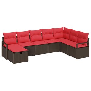 vidaXL Ensemble de canapé de jardin 8 Pièces Marron Poly rotin