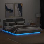 vidaXL Cadre de lit avec LED sans matelas sonoma gris 180x200 cm