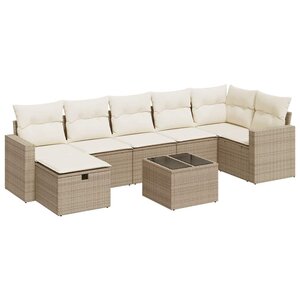 vidaXL Salon de jardin avec coussins 8 Pièces beige résine tressée