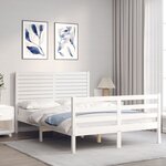 vidaXL Cadre de lit sans matelas blanc 140x190 cm bois massif