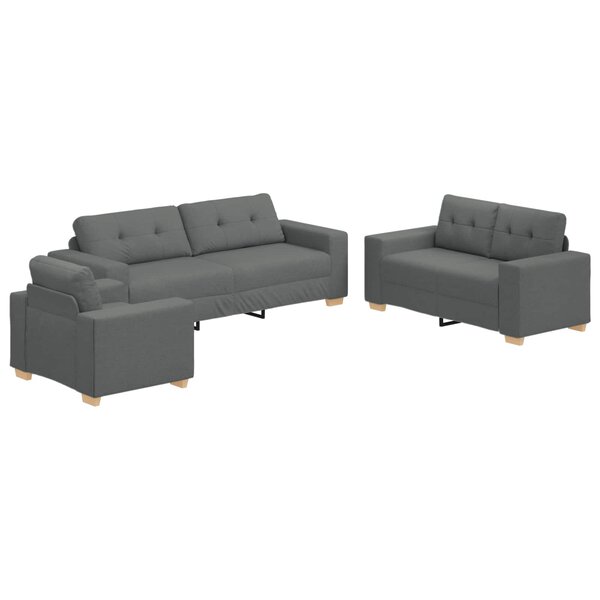 vidaXL Canapé 3 Pièces Gris foncé 221 x 80 x 80 cm Tissu en lin mélangé