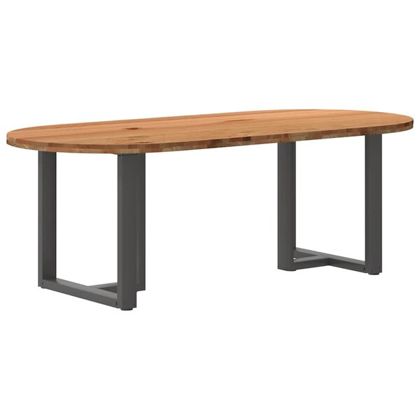 vidaXL Table à manger 220x100x74 cm bois de chêne massif ovale