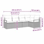 vidaXL Ensemble de canapé de jardin avec coussin 5 Pièces Gris clair