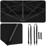 vidaXL Parasol Roma Noir 286 x 285 x 265 cm Polyester  Aluminium