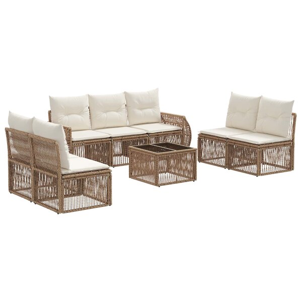 vidaXL Ensemble de canapé de jardin 8 Pièces Beige et blanc crème
