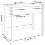 Bureau table poste de travail meuble d'ordinateur informatique étude avec tiroirs 100 x 50 x 78 cm bois massif de pin noir 02_0023472