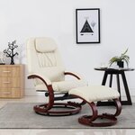 vidaXL Fauteuil inclinable avec repose-pied Blanc cassé Similicuir