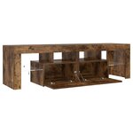 vidaXL Meuble TV avec lumières LED Chêne fumé 140x36 5x40 cm