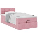 vidaXL Cadre de lit ottoman avec matelas rose 100x200 cm velours