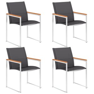 vidaXL Chaises de jardin lot de 4 Textilène et acier inoxydable Gris