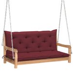 vidaXL Balancelle avec coussin rouge bordeaux 120 cm Bois de teck