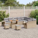 vidaXL Ensemble de canapé de jardin 12 Pièces Beige polyrotin