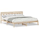 vidaXL Cadre de lit avec tête de lit Marron Bois de pin