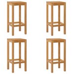 vidaXL Tabouret de bar 4 pc Naturel Bois de teck massif