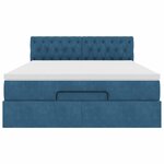 vidaXL Cadre de lit ottoman avec matelas bleu foncé 140x190 cm velours
