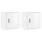 vidaXL Tables de chevet 2 Pièces Blanc brillant 50x39x47 cm