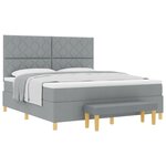 vidaXL Lit à Ressorts Box avec Matelas et Banc Gris clair 180x200 cm Tissu