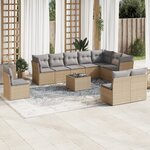 vidaXL Salon de jardin 11 Pièces avec coussins beige résine tressée