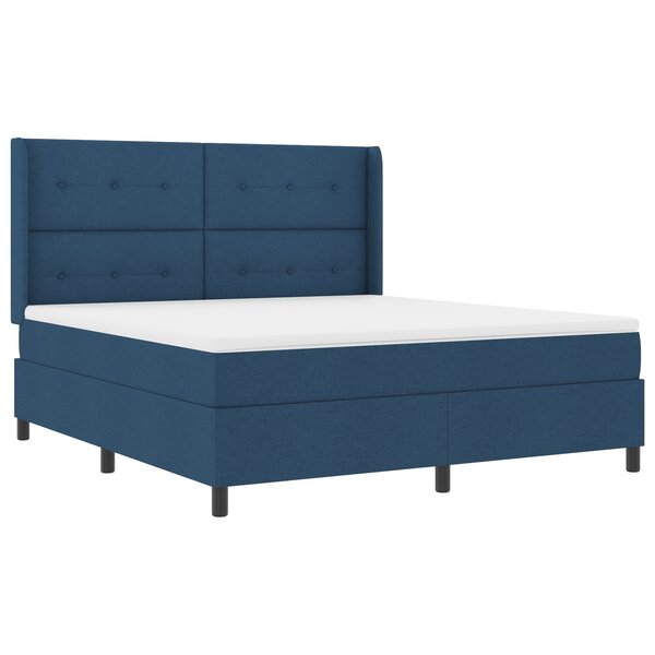 vidaXL Lit à ressorts avec matelas et LED bleu 180 x 200 cm en tissu