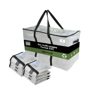Pack and Move - Lot 6 Grands Sacs Déménagement Transparent Recyclés - Rangement Et Transport Ultra Résistant - Réutilisable - Poignées Solides - 100L
