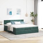 vidaXL Cadre de lit ottoman avec matelas vert foncé 200x200 cm velours
